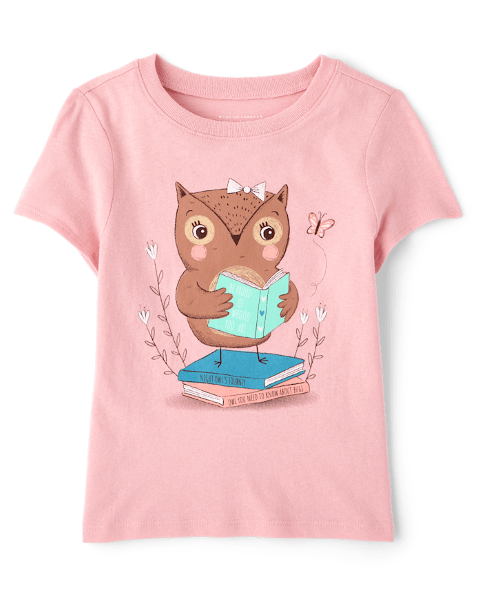 Baby And Toddler Girls Owl Graphic Tee