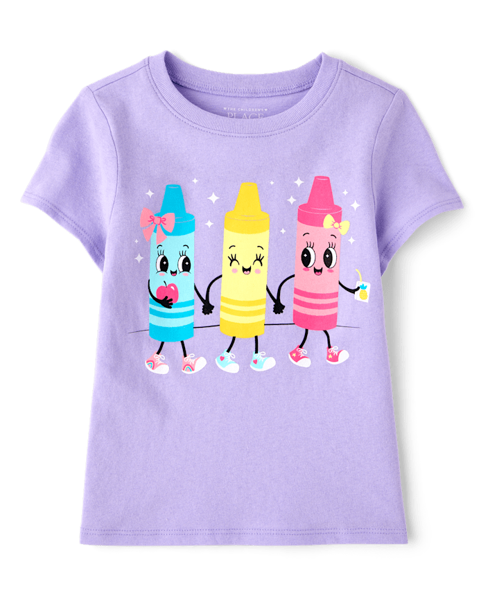 Baby And Toddler Girls School Crayons Graphic Tee