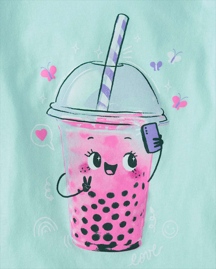 Girls Boba Drink Graphic Tee