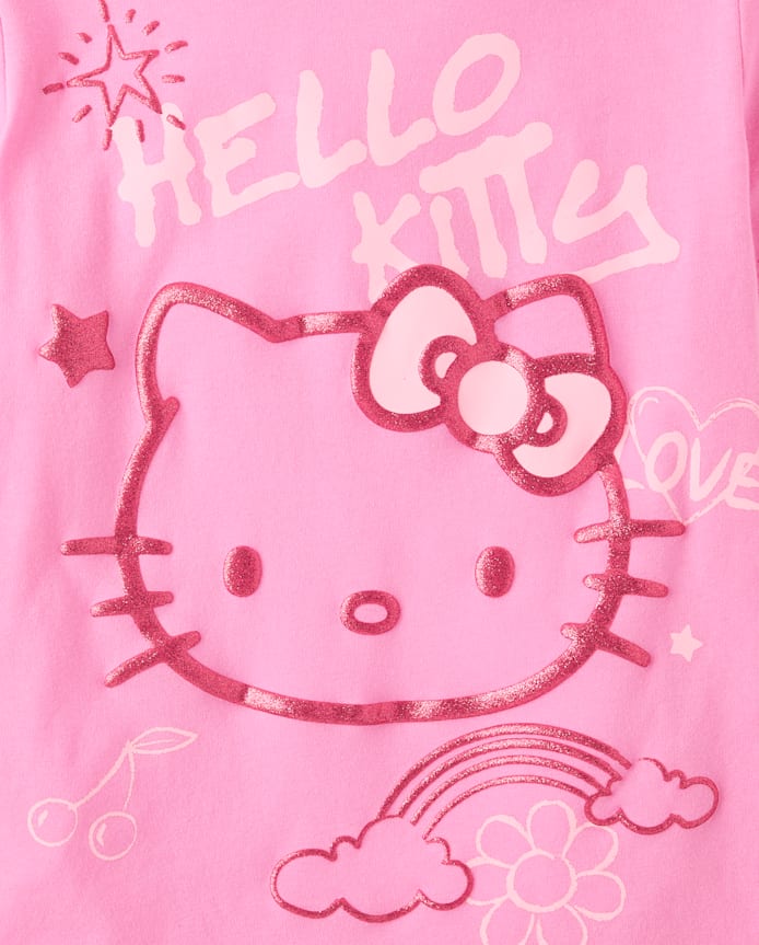 Girls Hello Kitty® Glitter Puff Print Doodle Graphic Tee