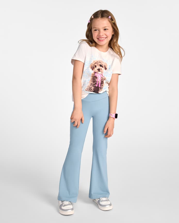 Girls Quick Dry V-Waist Flare Leggings