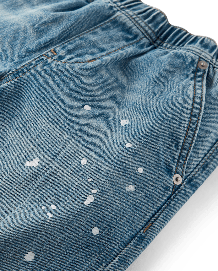 Boys Paint Splatter Super Baggy Pull On Jeans