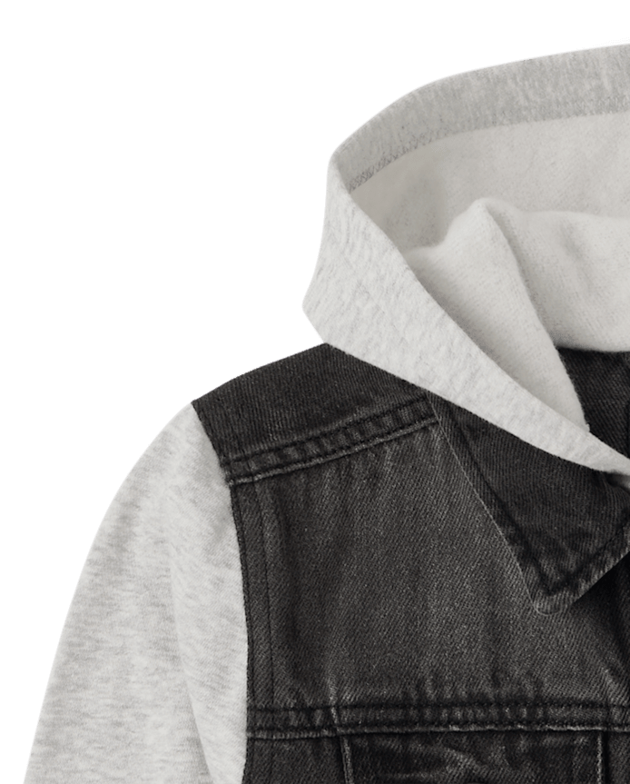 Boys Fleece And Denim Hooded Jacket
