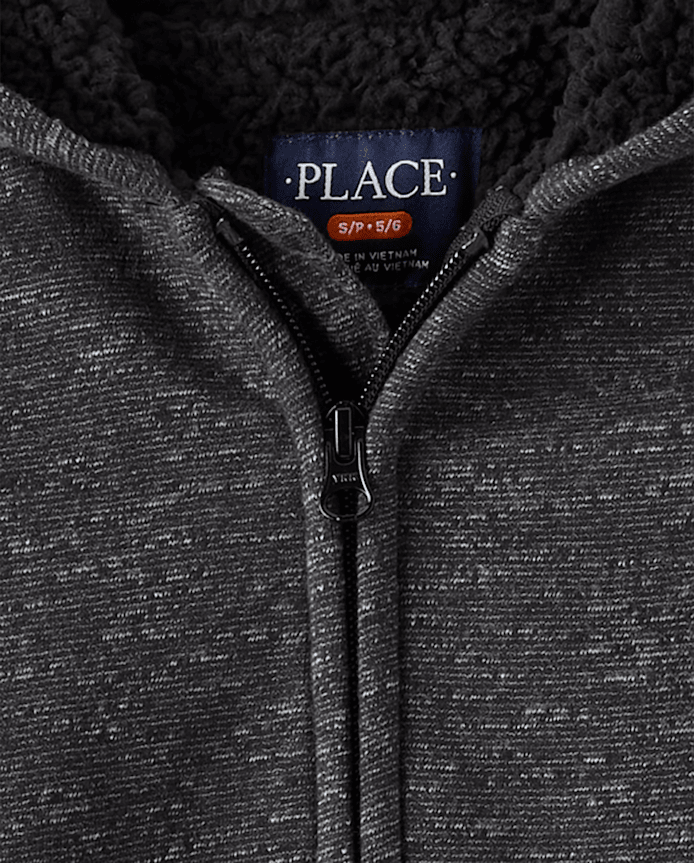 Boys Marled Fleece Sherpa-Lined Zip Up Hoodie