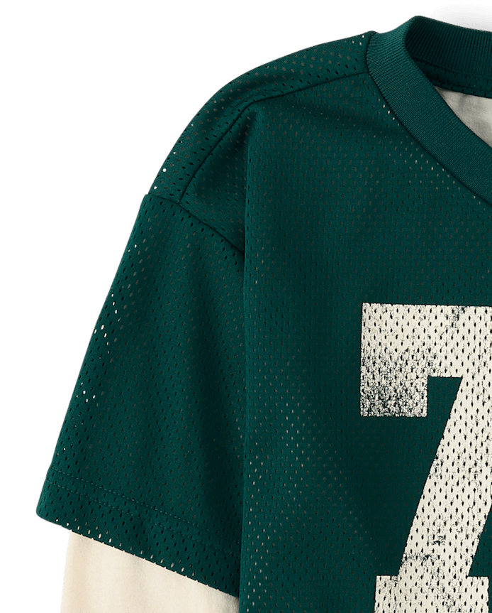 Boys Quick Dry Varsity Mesh Layered Top
