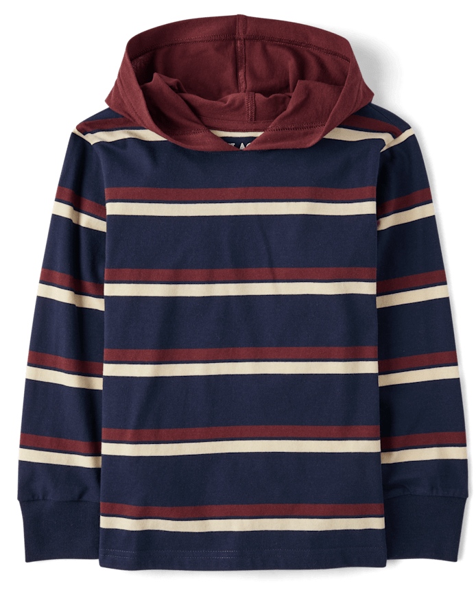 Boys Striped Hooded Top