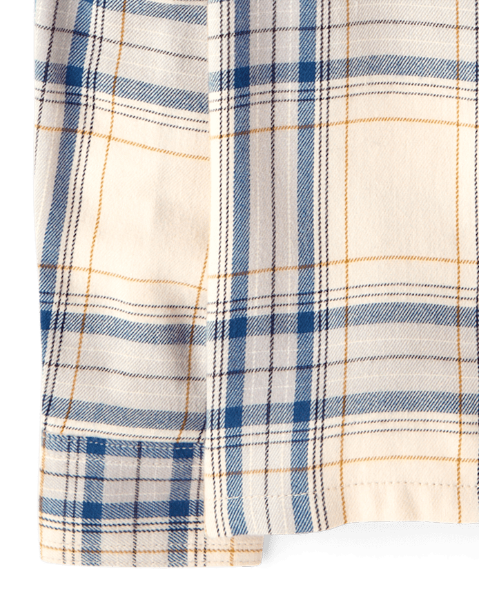 Boys Plaid Flannel Hooded Button Up Shirt