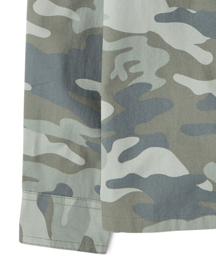 Boys Camo Hooded Button Up Shirt