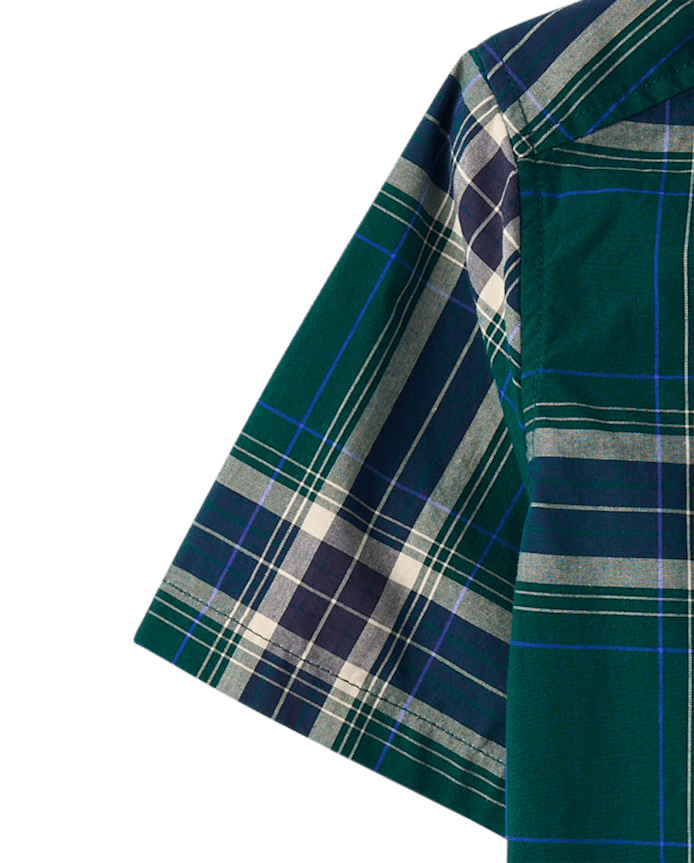 Boys Plaid Poplin Button Up Shirt