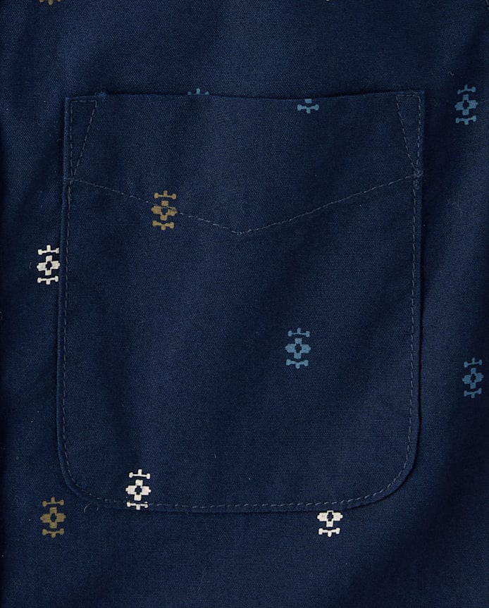 Boys Print Poplin Button Up Shirt