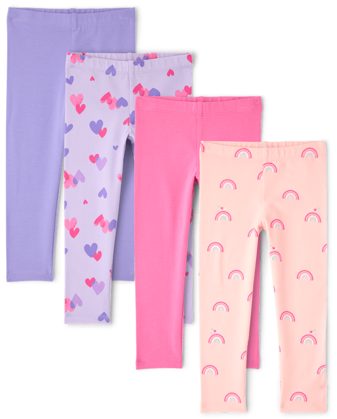 Lot de 4 leggings imprimés pour petites filles