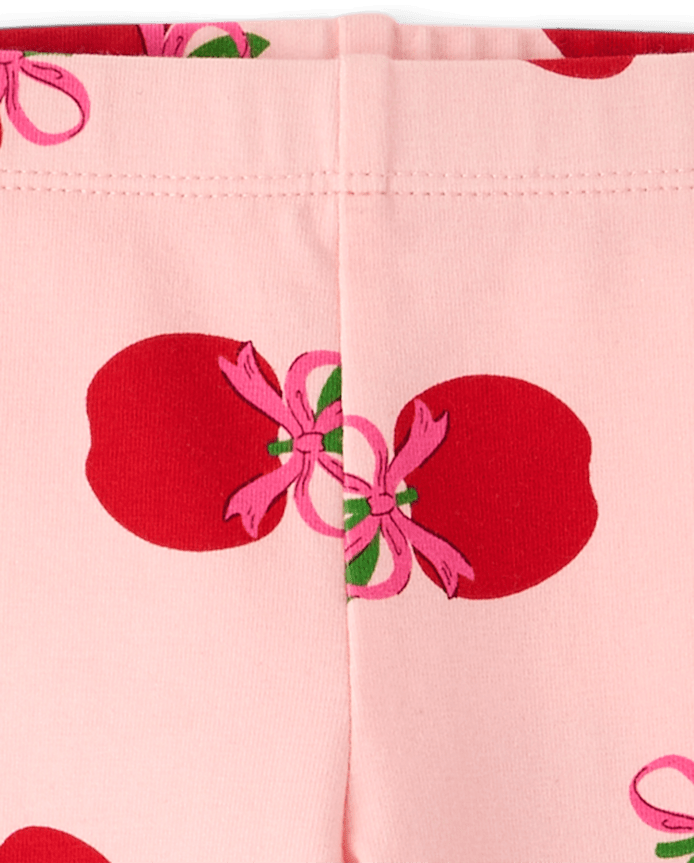 Baby And Toddler Girls Apple Bow Leggings