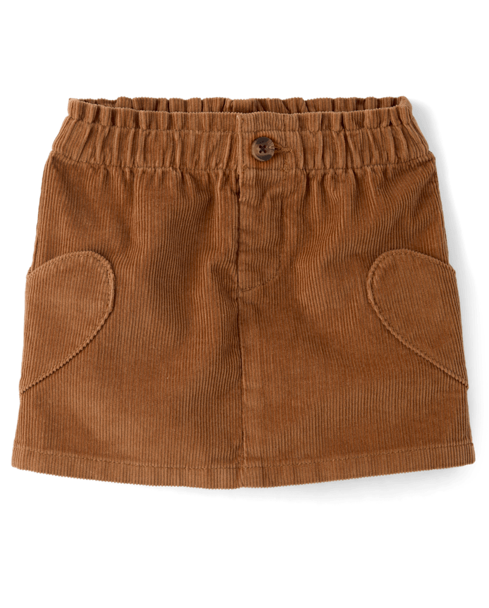Toddler Girls Heart Pocket Corduroy Skirt
