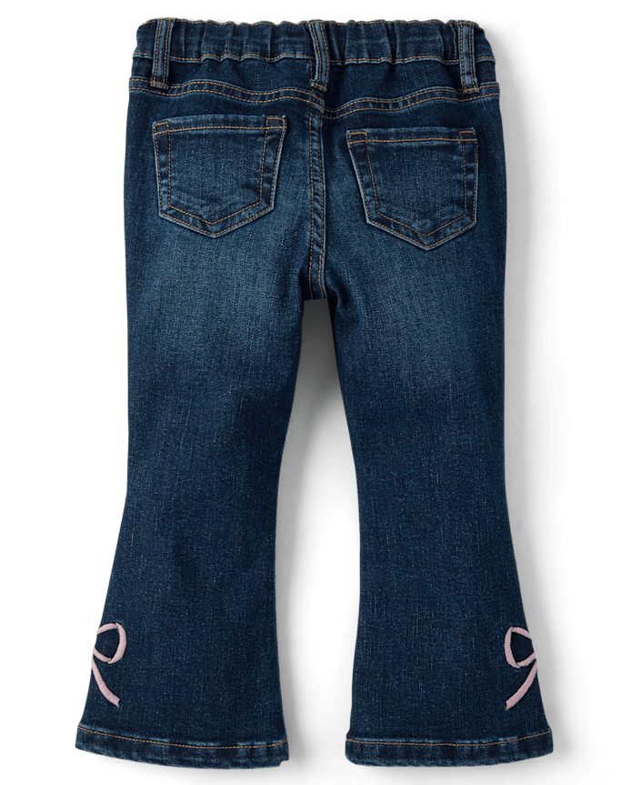 Toddler Girls Embroidered Bow Flare Jeans
