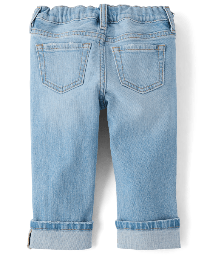 Toddler Girls Ripped Roll Cuff 90s Straight Jeans