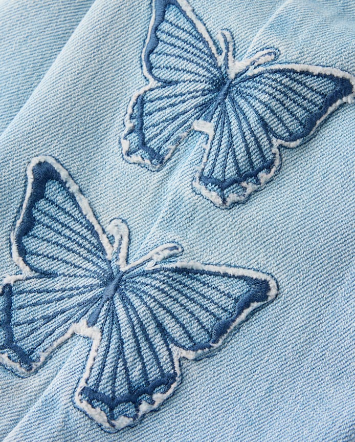 Jean large à appliqué papillon pour petites filles