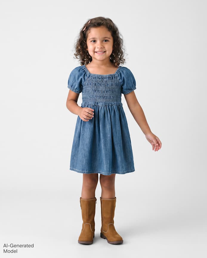 Baby And Toddler Girls Smocked Chambray Dress