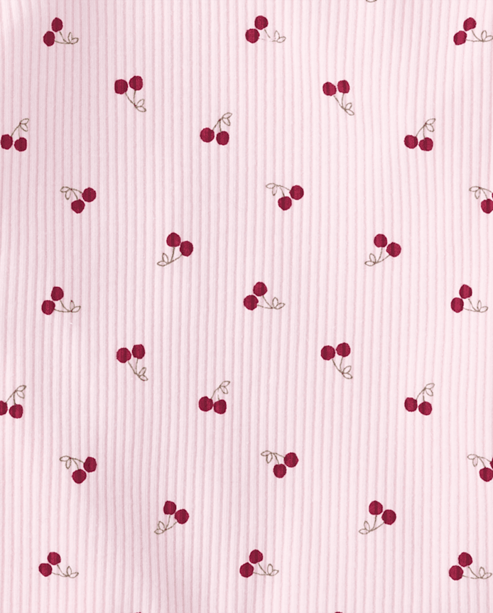 Toddler Girls Cherry Ribbed Lettuce Tee