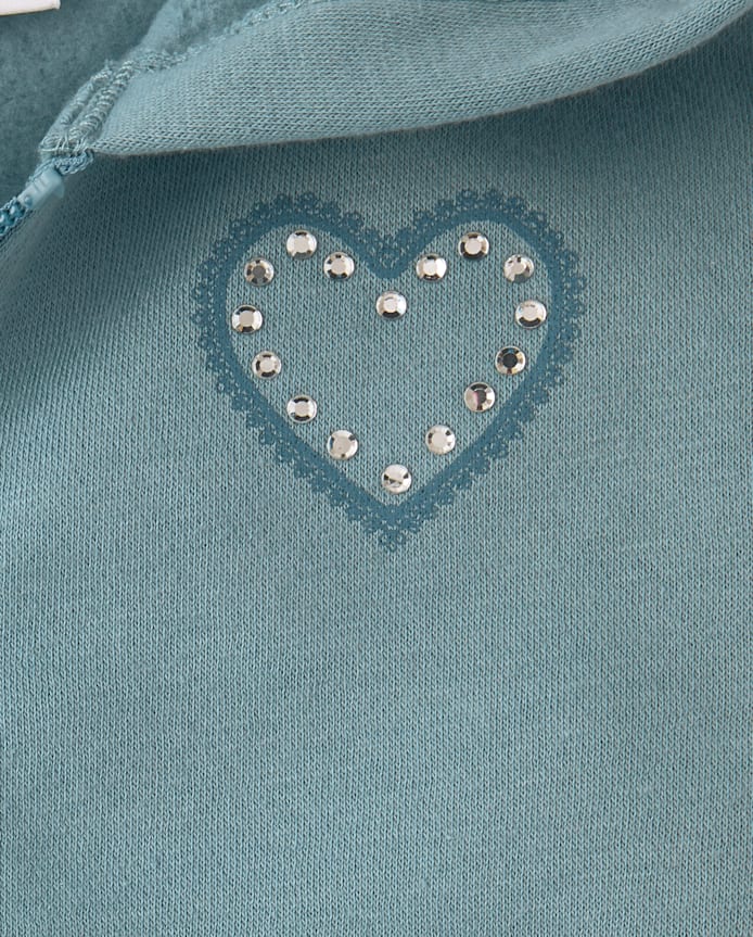 Girls Embellished Premium Fleece Cropped Zip Up Hoodie