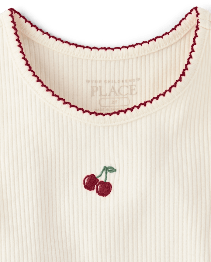 Toddler Girls Embroidered Ribbed Tee