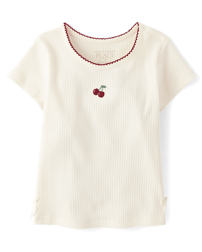 Toddler Girls Embroidered Ribbed Tee