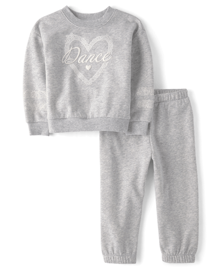 Toddler Girls Puff Print Dance Premium Fleece 2-Piece Outfit Set
