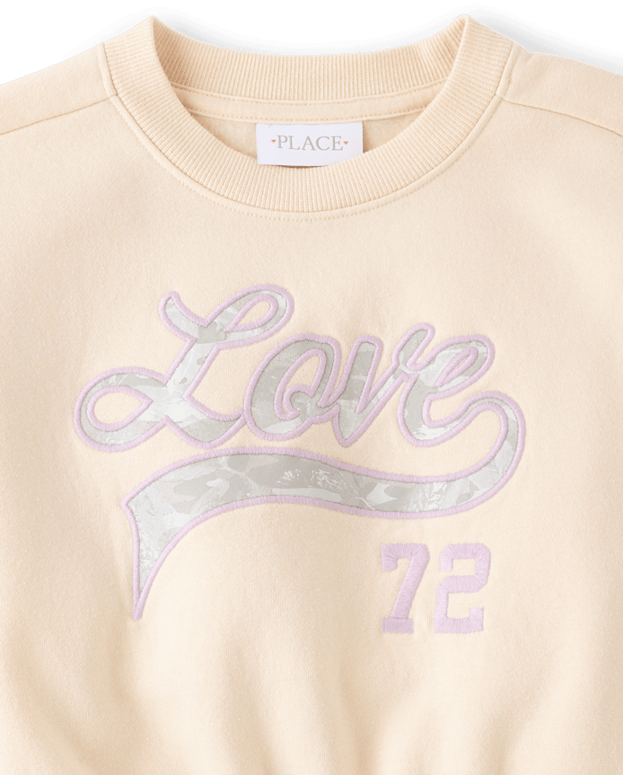 Girls Embellished Premium Fleece Cropped Sweatshirt
