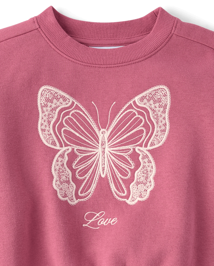Girls Embellished Premium Fleece Cropped Sweatshirt