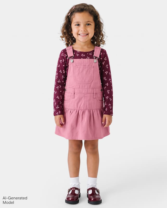 Toddler Girls Floral Skirtall 2-Piece Outfit Set