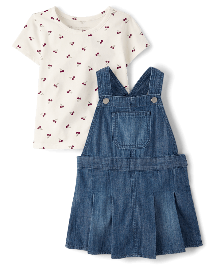 Toddler Girls Cherry Skirtall 2-Piece Outfit Set