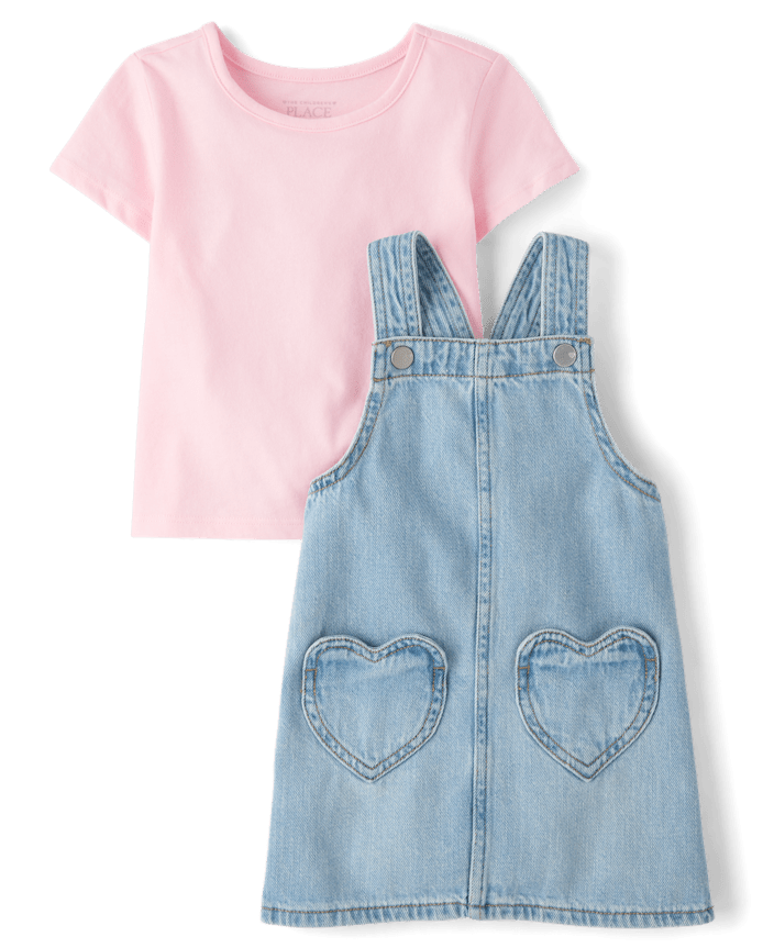 Toddler Girls Heart Skirtall 2-Piece Outfit Set