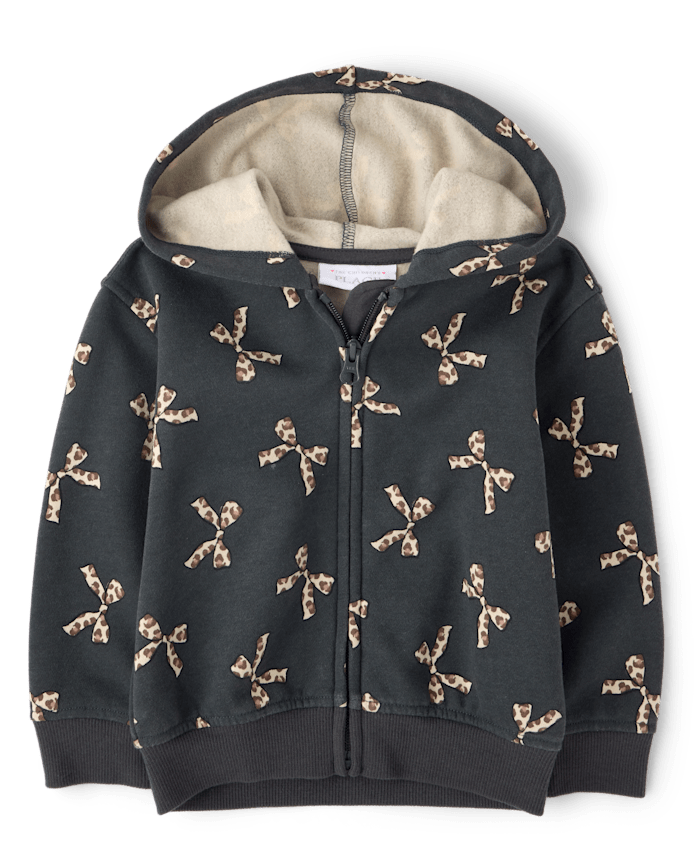 Toddler Girls Print Premium Fleece Zip Up Hoodie