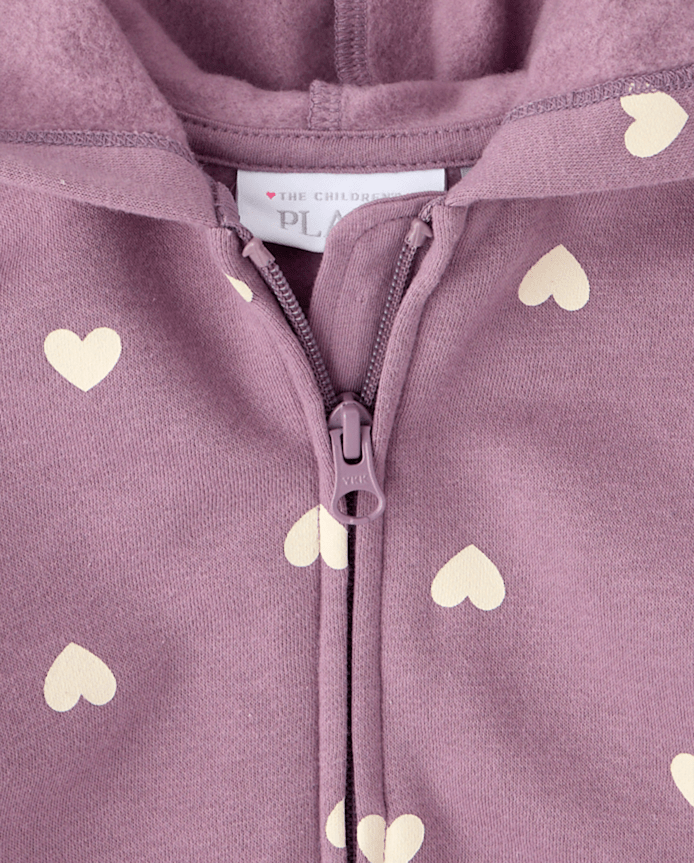 Toddler Girls Print Premium Fleece Zip Up Hoodie