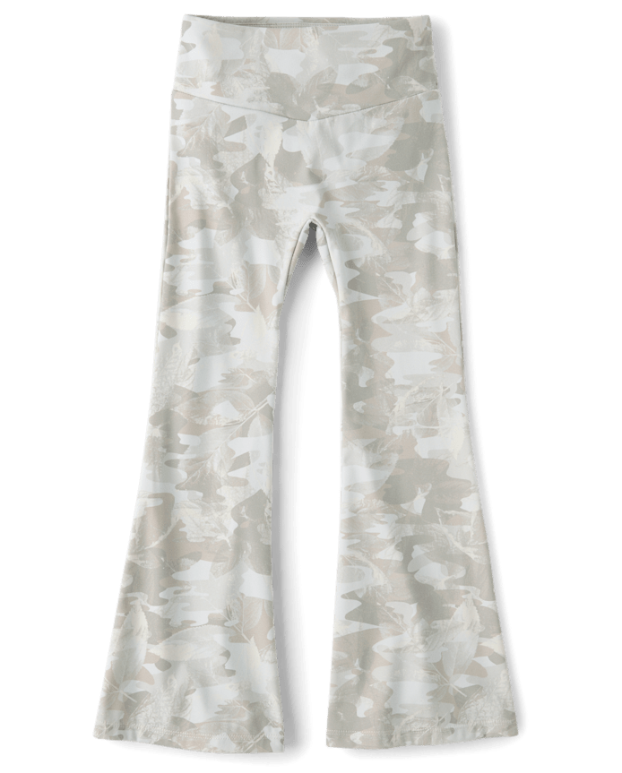 Girls Quick Dry Camo V-Waist Flare Leggings