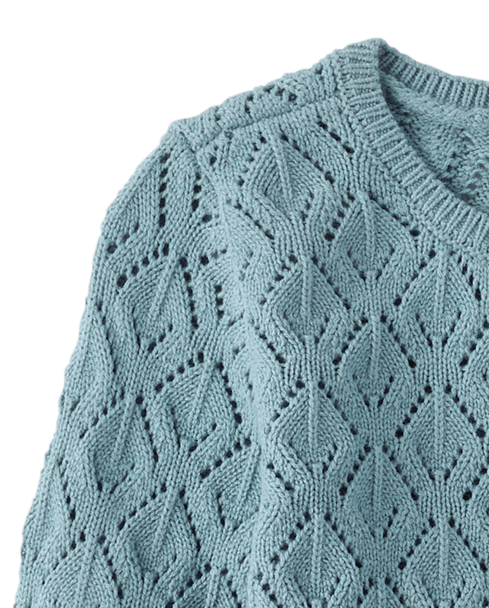 Girls Scalloped Pointelle Sweater