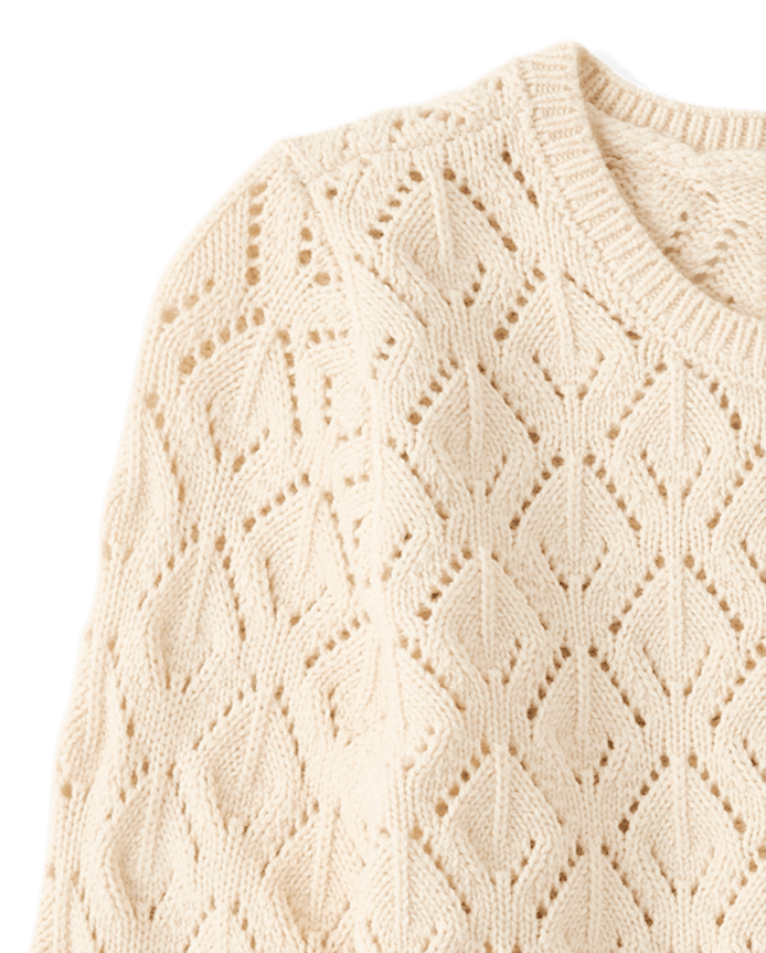 Pull en maille ajourée festonné pour filles