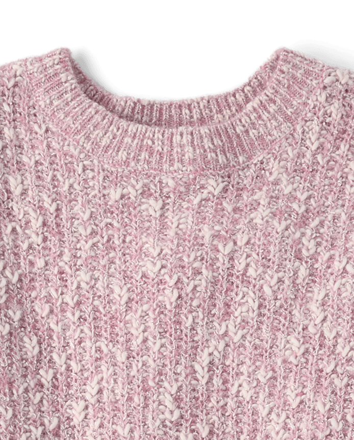 Girls Marled Shaker Stitch Cable Knit Sweater