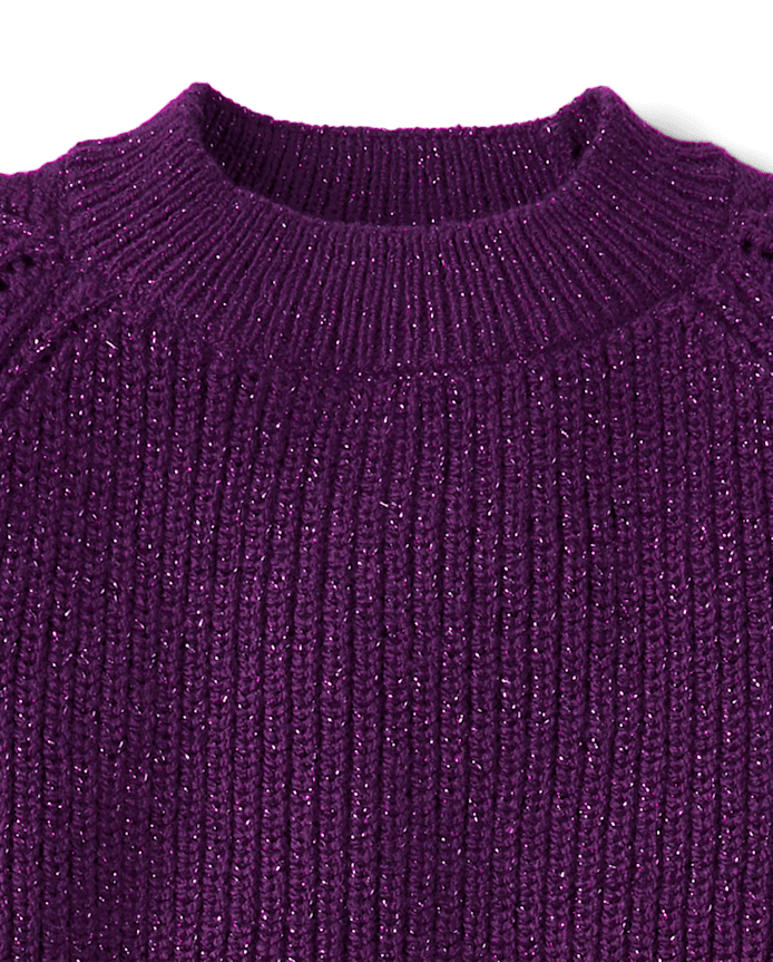 Girls Shimmer Stitched Raglan Sweater