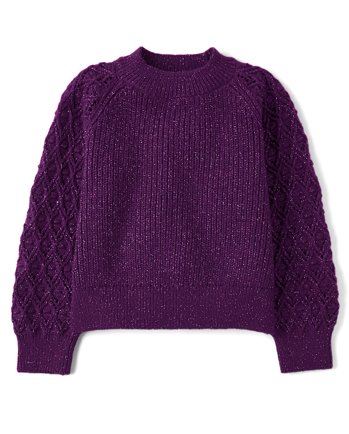 Girls Shimmer Stitched Raglan Sweater