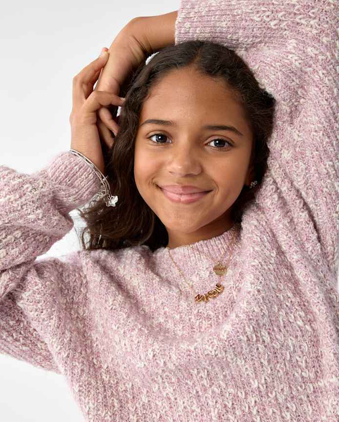 Girls Shimmer Stitched Raglan Sweater