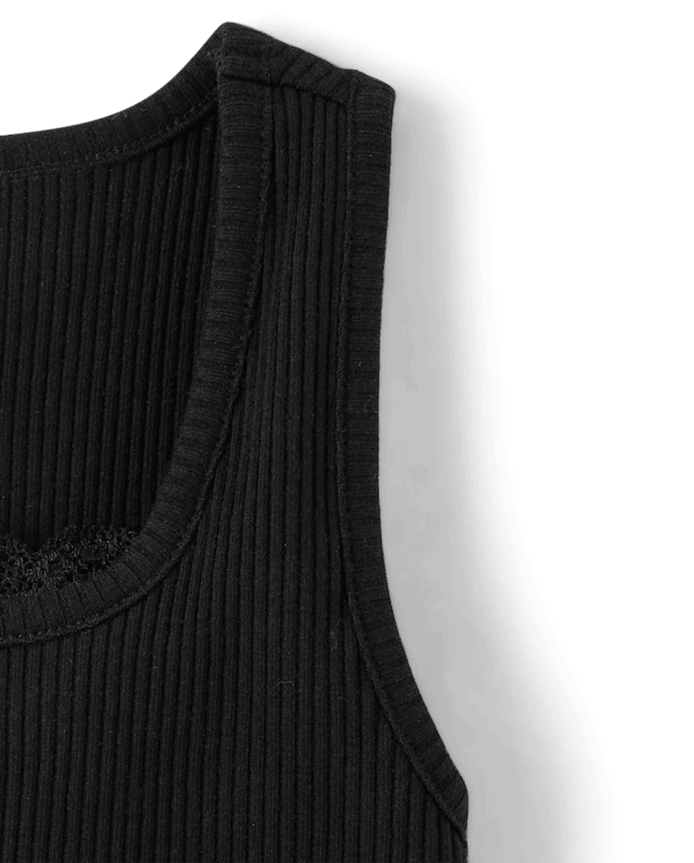 Girls Lace Ribbed Tank Top