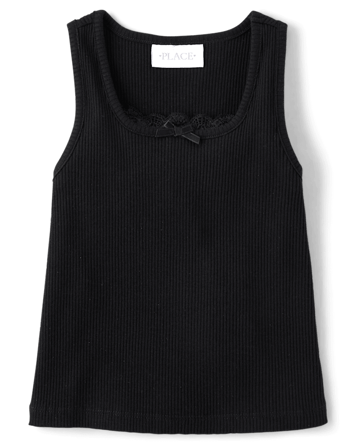 Girls Lace Ribbed Tank Top