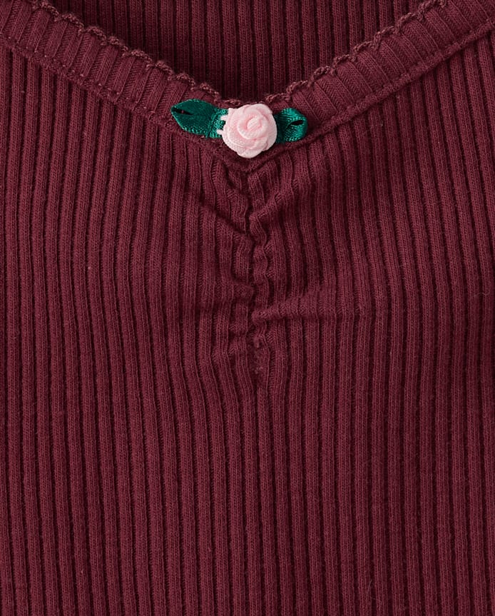 Girls V-Neck Ribbed Cinched Top