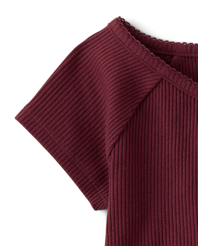 Girls V-Neck Ribbed Cinched Top