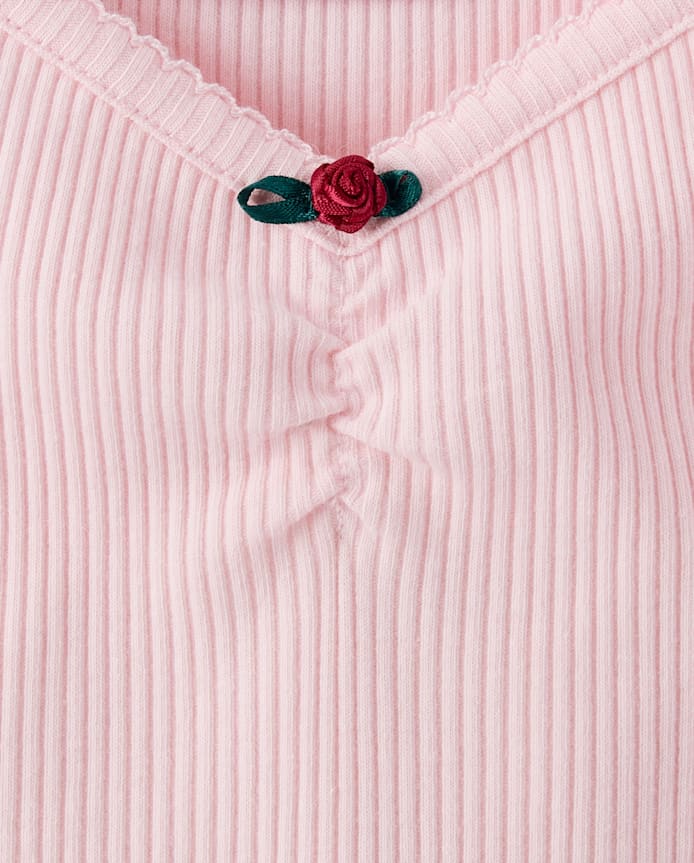 Girls V-Neck Ribbed Cinched Top