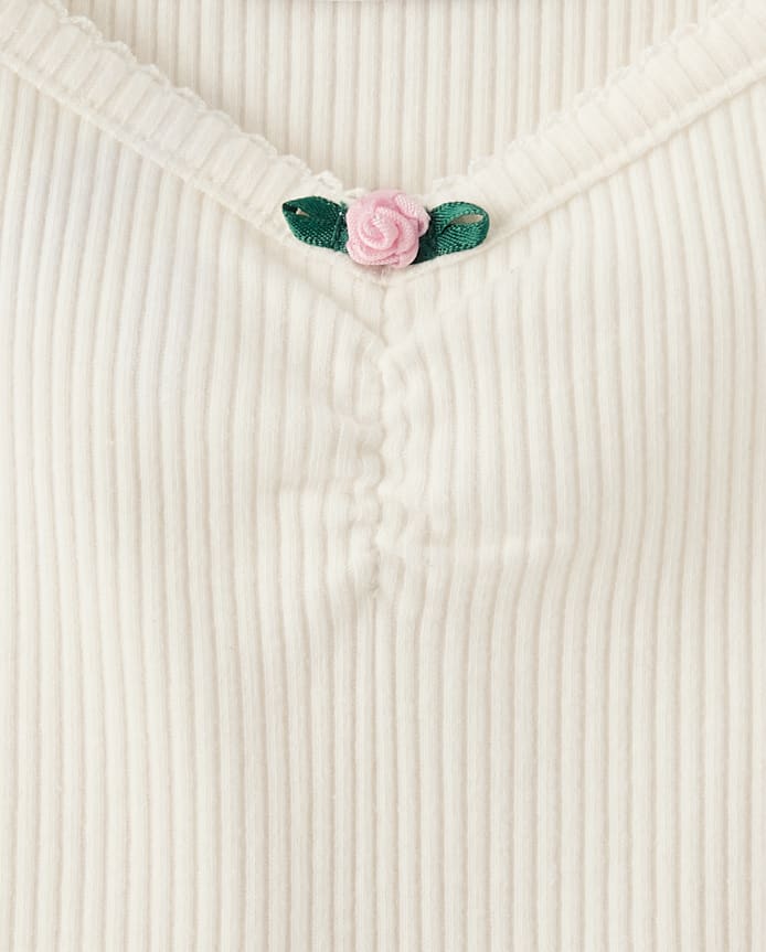 Girls V-Neck Ribbed Cinched Top