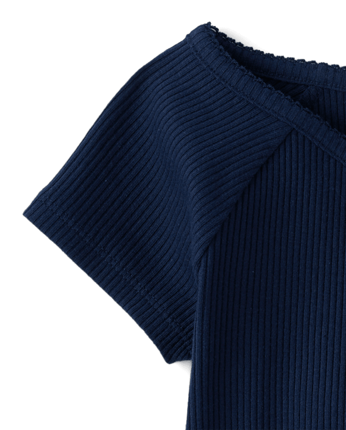 Girls V-Neck Ribbed Cinched Top