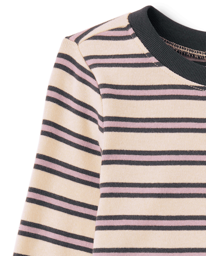 Girls Striped Embellished Top