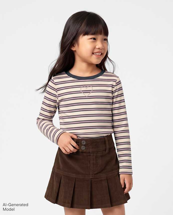 Girls Striped Embellished Top