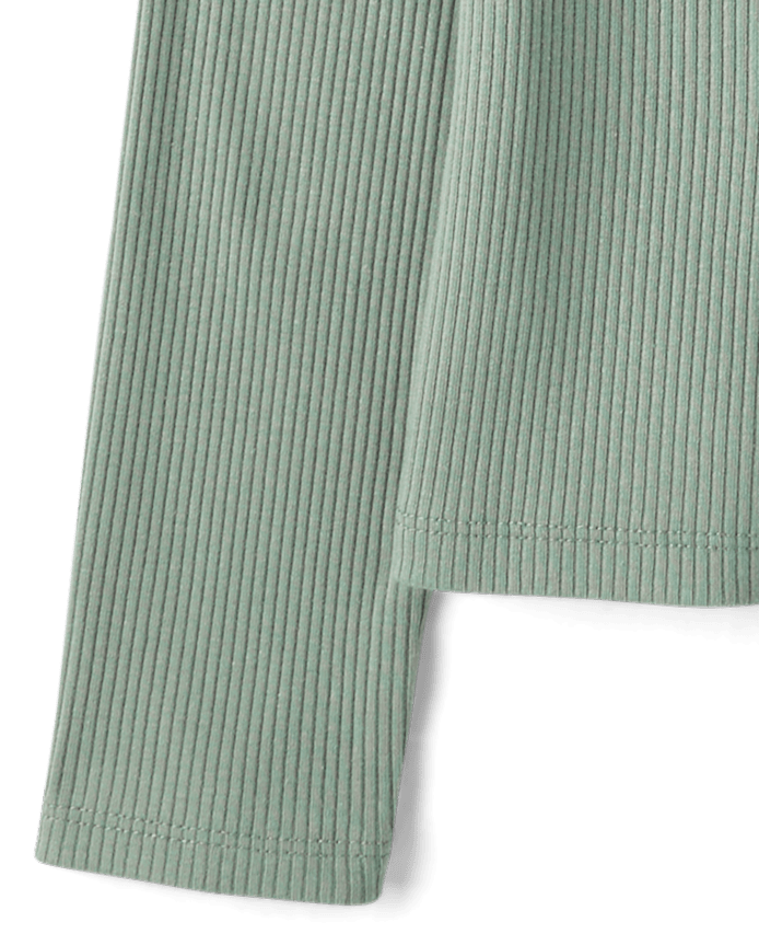 Girls Lace Neck Ribbed Henley Top